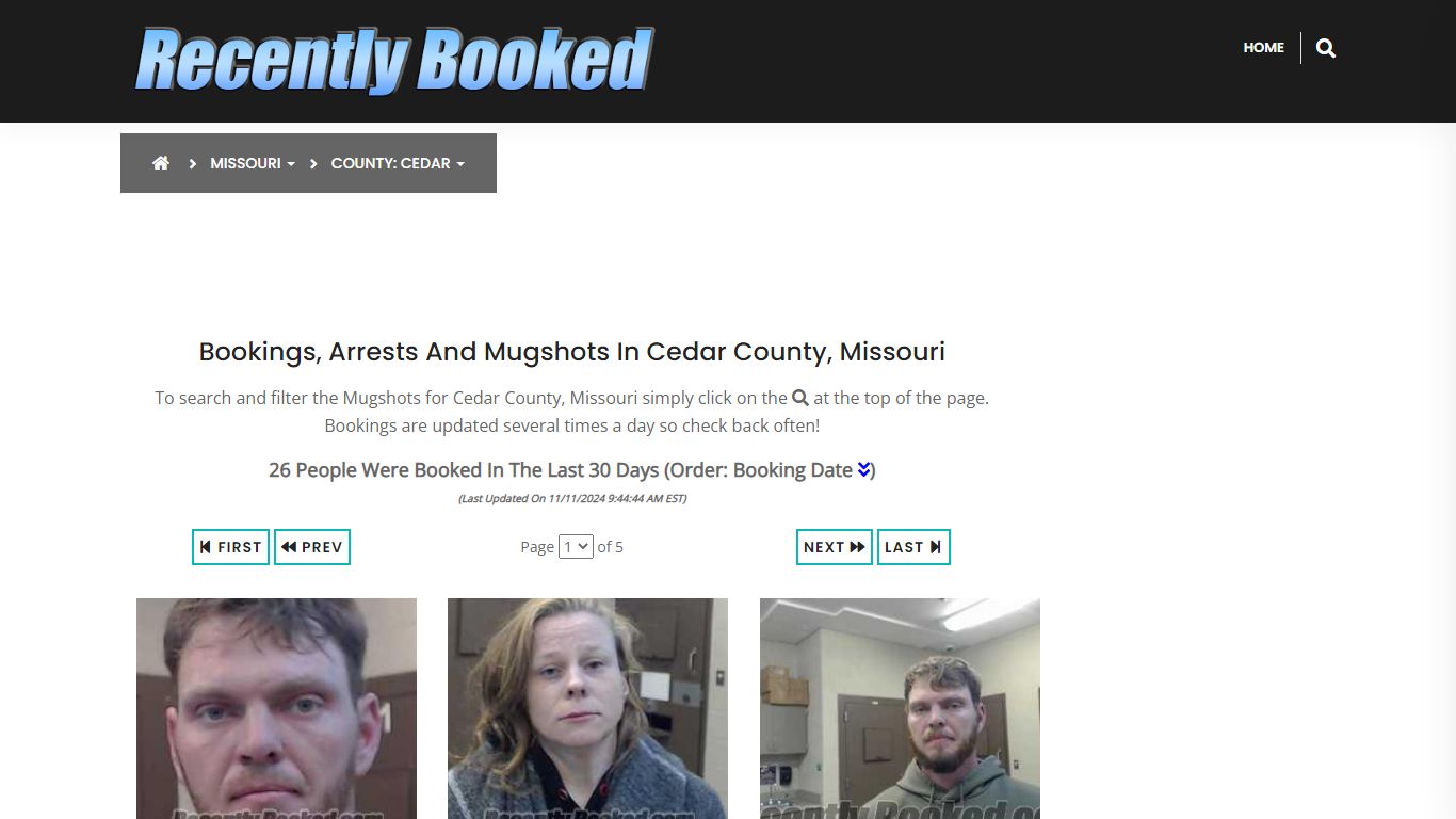 Bookings, Arrests and Mugshots in Cedar County, Missouri - Recently Booked